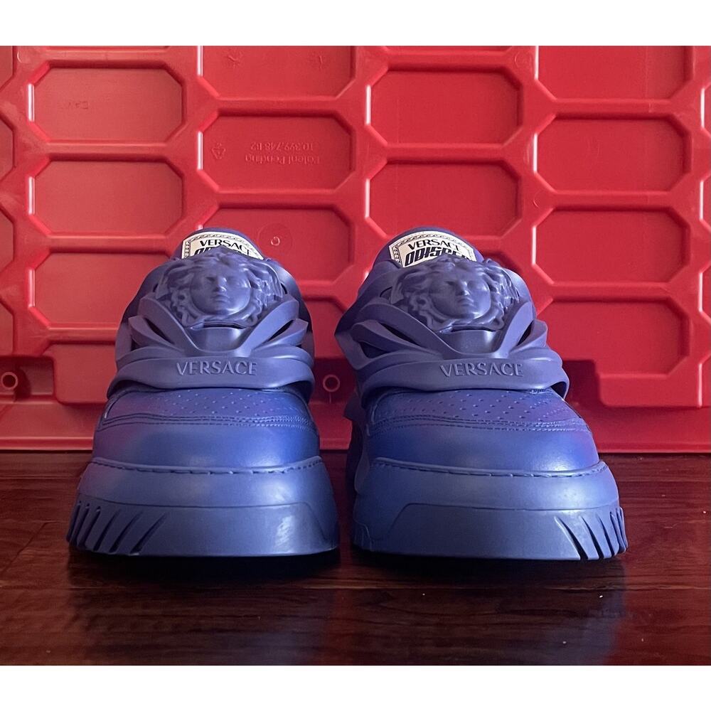 $999 NIB Versace Odissea Blue Leather Low Top Sneaker Shoes Size US 13 Euro 46 D - Picture 6 of 8